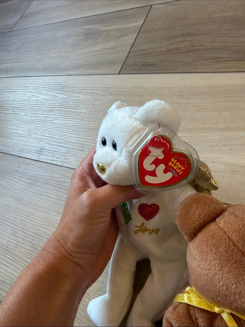 Ty 'Get Well Soon' Plush Bears - White and Brown with Green & Gold Accents